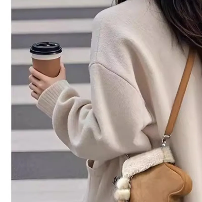 JIAERDI Glove Shape Cute Fashion Crossbody Bag Women Faux Suede Funny Shoulder Bag With Pendant Ladies 2025 Winter New Handbags - Image 4