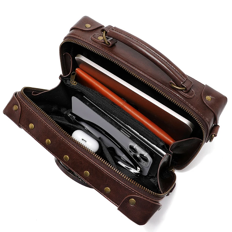 Fashion Shoulder Bag PU High-Capacity Crossbody Bags Steampunk Industrial Retro Style Women'S Bags Rectangle Circle Niche Design - Image 5