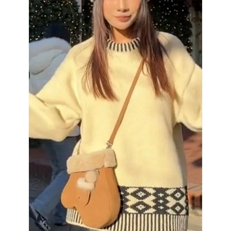 JIAERDI Glove Shape Cute Fashion Crossbody Bag Women Faux Suede Funny Shoulder Bag With Pendant Ladies 2025 Winter New Handbags - Image 2